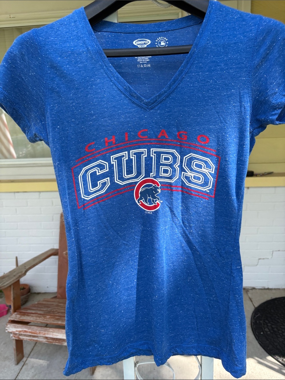 MLB Chicago Cubs Royal Blue V-Neck Logo Tee